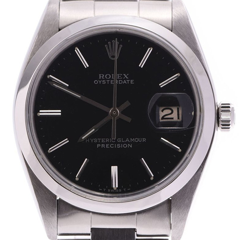 

Rolex Black Stainless Steel Oyster Date Precision