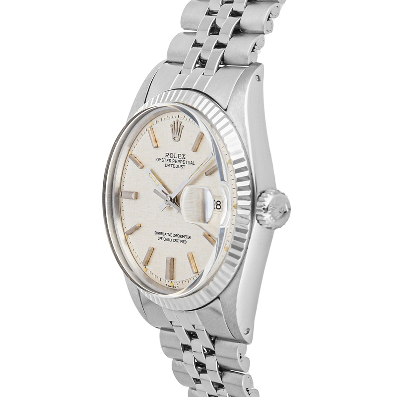 

Rolex Silver Linen Stainless Steel And