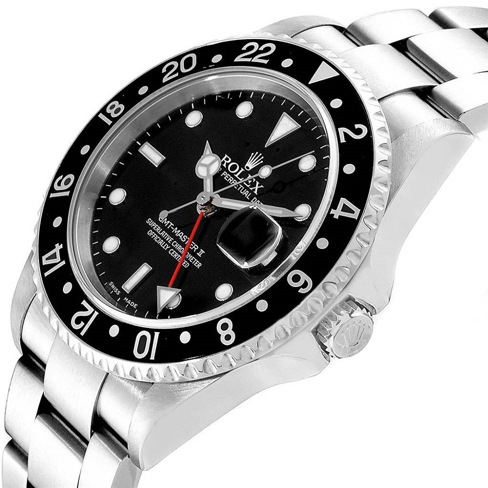 

Rolex Black Stainless Steel GMT Master II Black Bezel