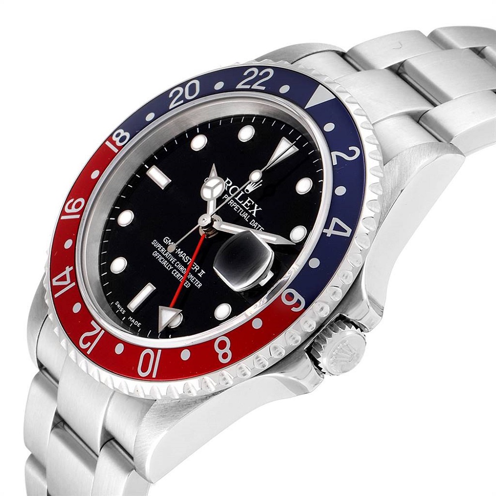 

Rolex Black Stainless Steel GMT Master II Pepsi