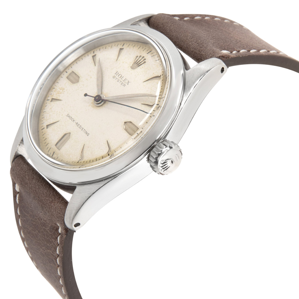 

Rolex Silver Stainless Steel and Leather Oyster
