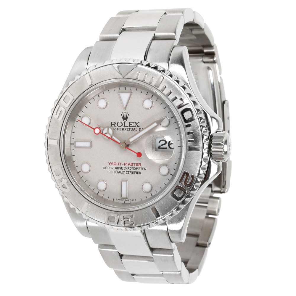 Pre Owned Rolex Grey Stainless Steel and Platinum Yachtmaster 16622 Men's Wristwatch 40MM