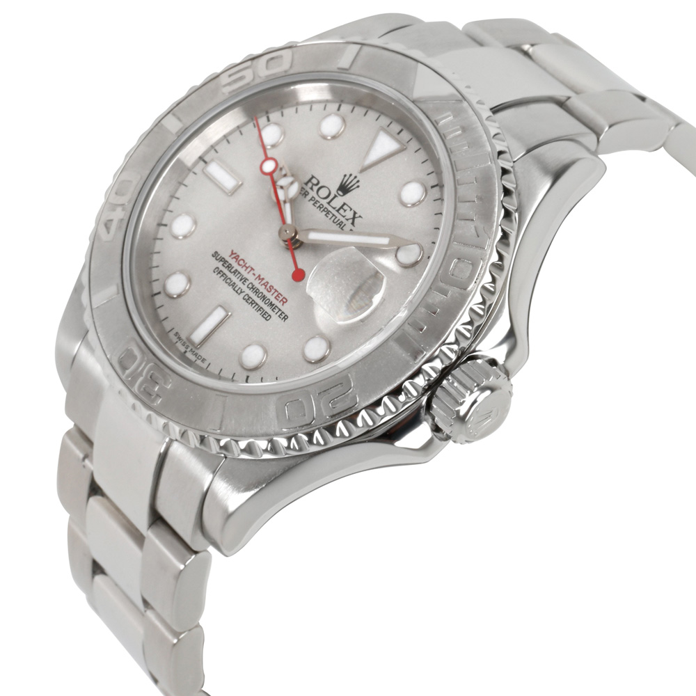 Rolex Grey Stainless Steel and Platinum Yachtmaster