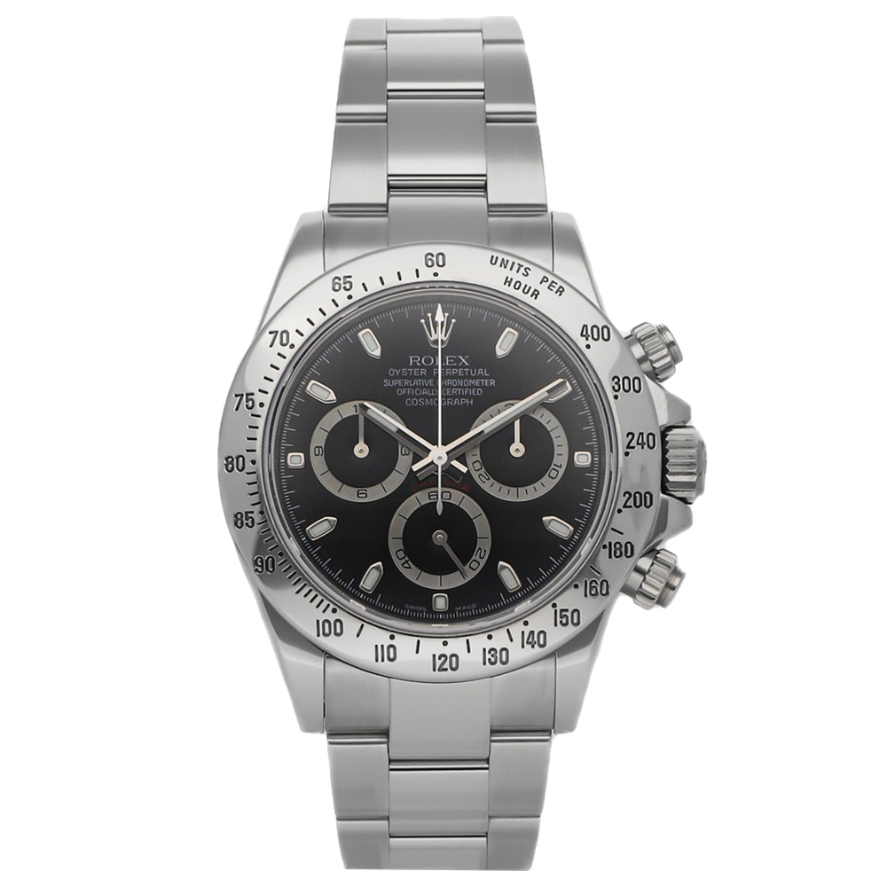 Pre Owned Rolex Black Stainless Steel Daytona 116520 Men's Wristwatch 40 mm