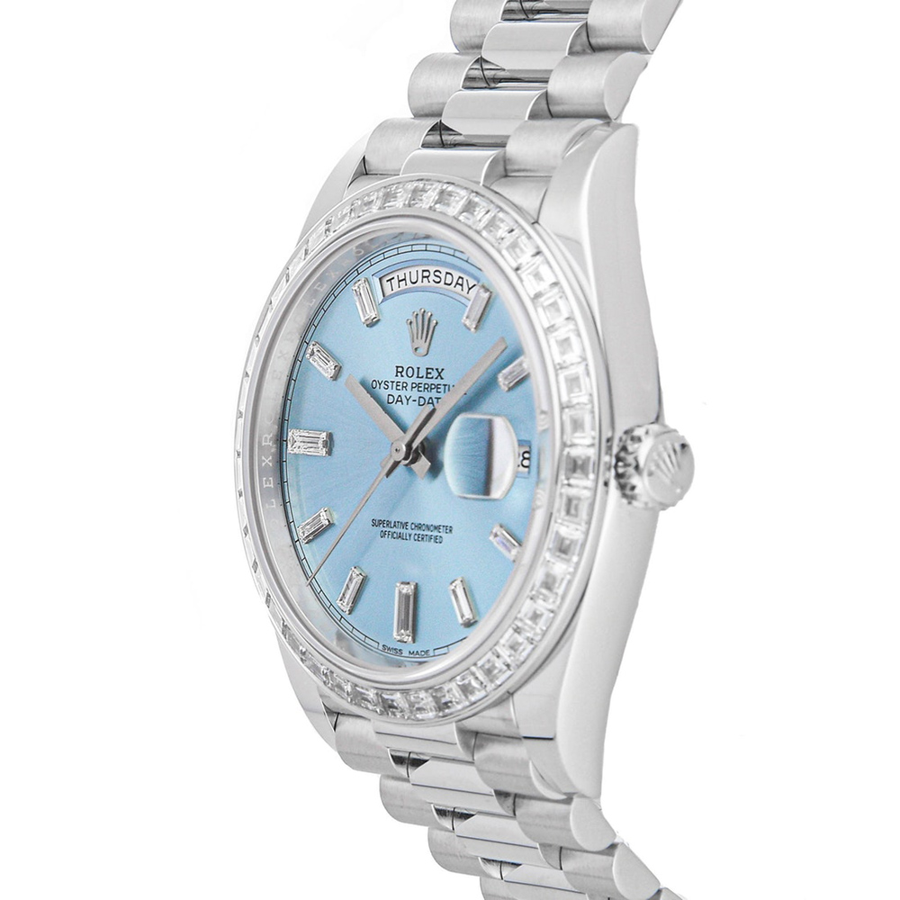 

Rolex Blue Iced Diamonds Platinum Day-Date