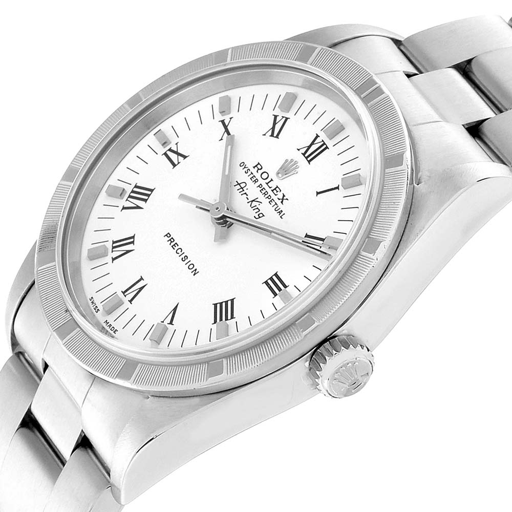 

Rolex White Stainless Steel Air King 14010 Men's Wristwatch