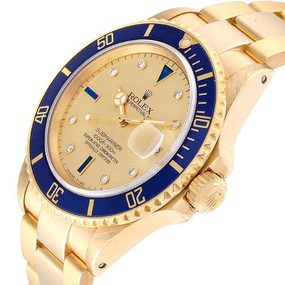 

Rolex Champagne Diamond And Sapphire, Gold