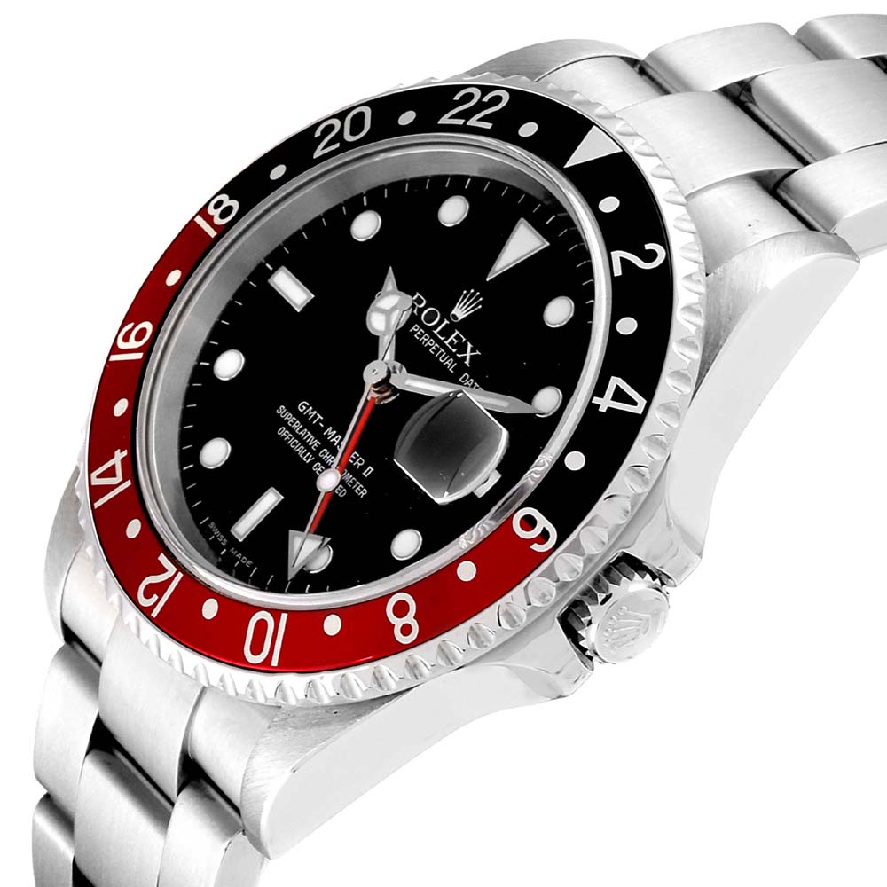 

Rolex Black Stainless Steel GMT Master II Red Coke