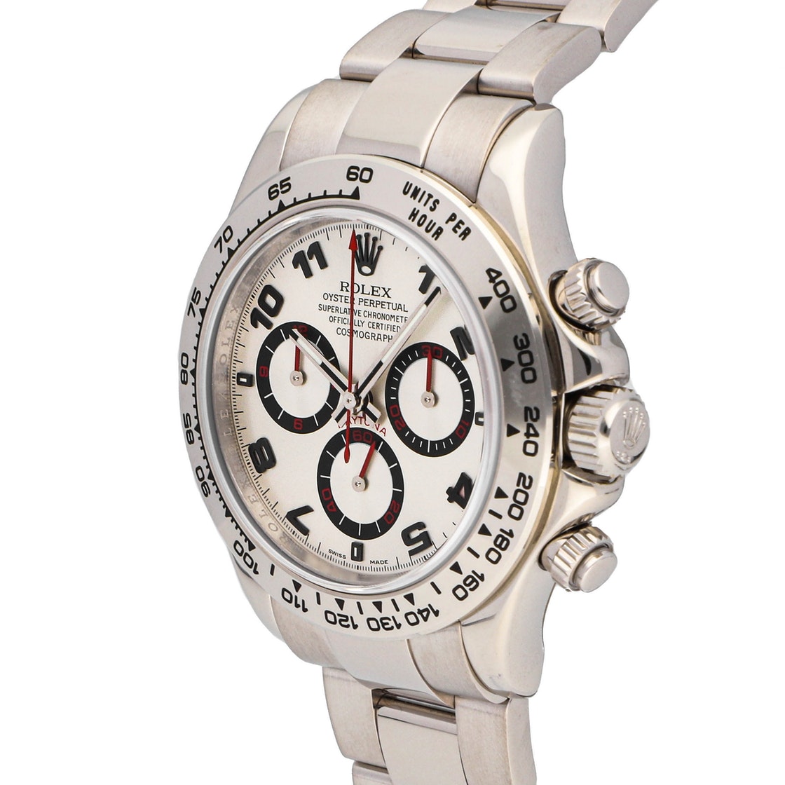 

Rolex Silver 18k White Gold Cosmograph Daytona 116509 Men's Wristwatch 40 MM