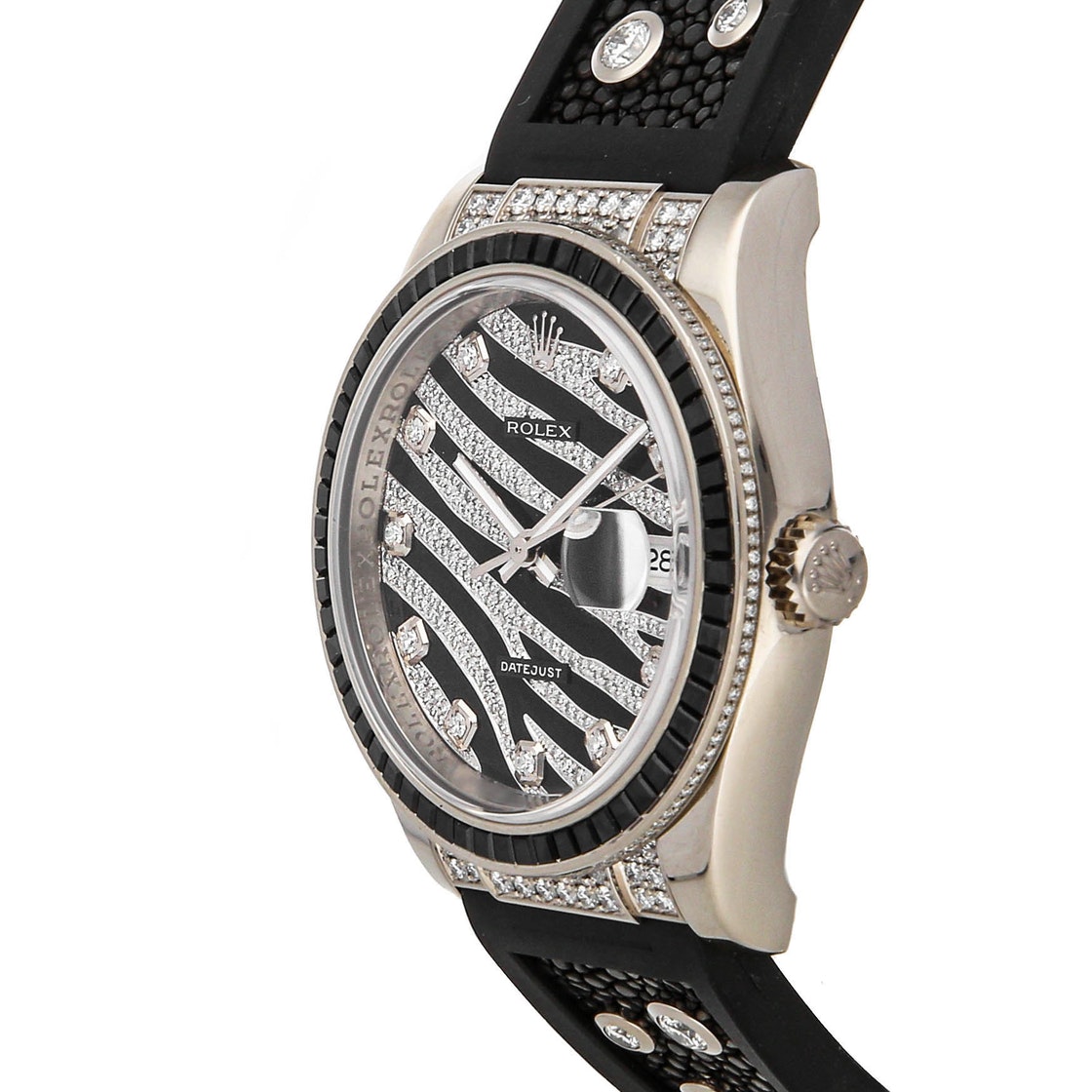 

Rolex Black Diamonds And Sapphire 18K White Gold Datejust 116199SANR Men's Wristwatch 36 MM