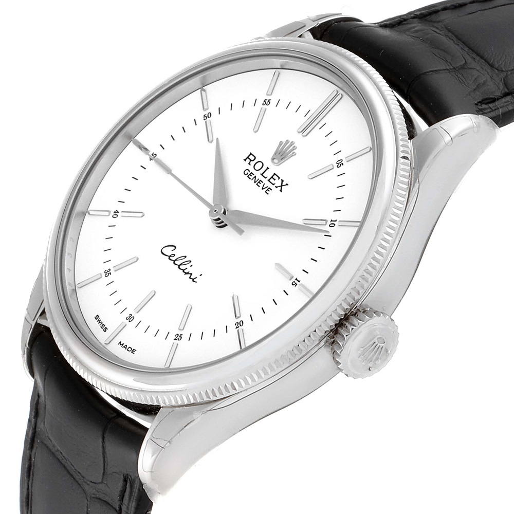 

Rolex Black 18K White Gold Cellini Time Automatic 50509 Men's Wristwatch 39 MM