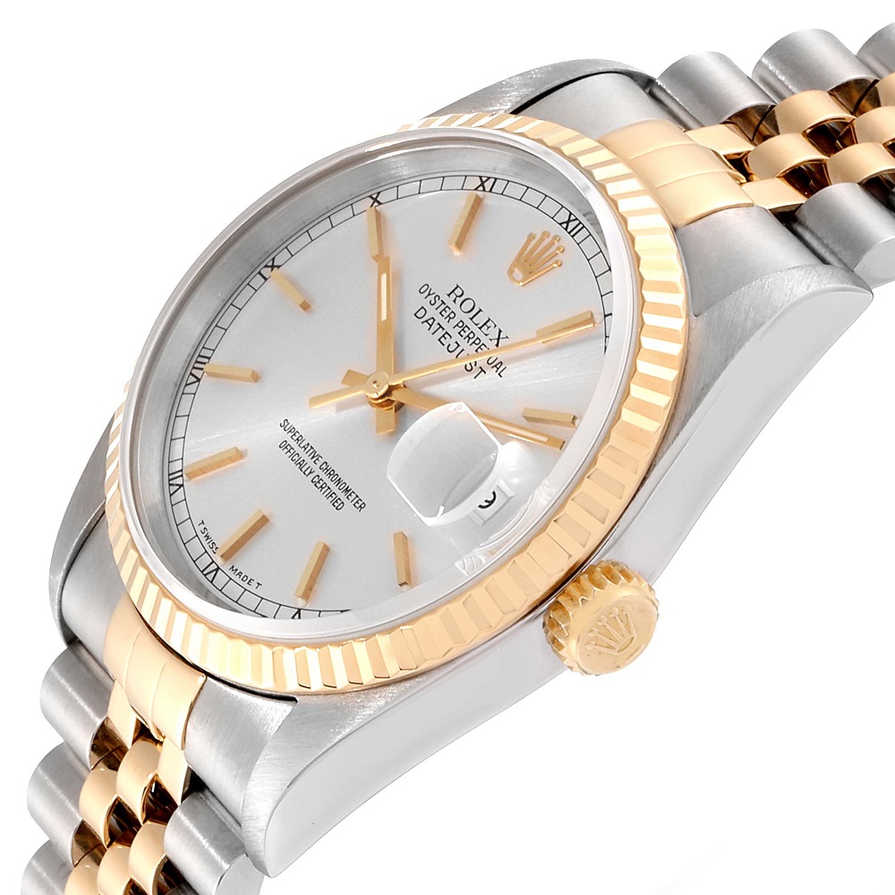 

Rolex Siver 18K Yellow Gold And Stainless Steel Datejust 16233 Men's Wristwatch 36 MM, Silver