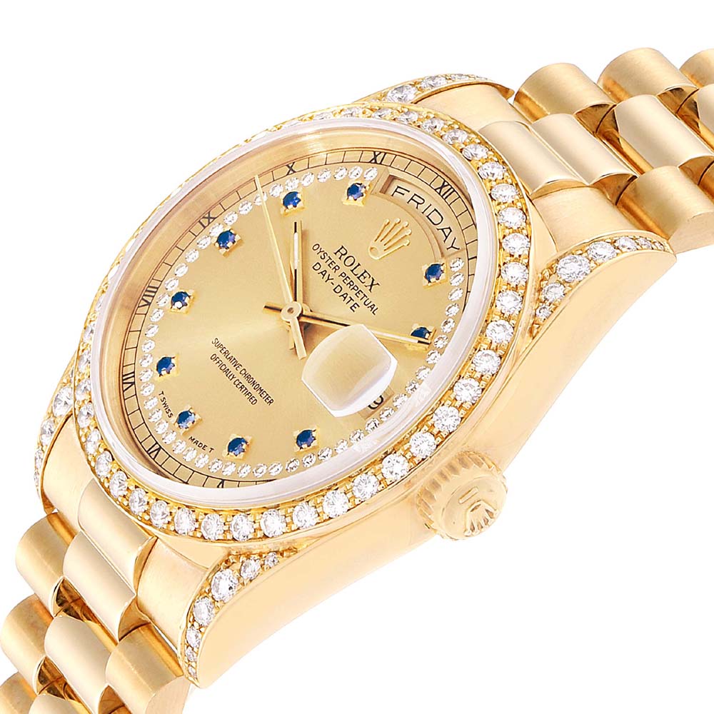 

Rolex Champagne Diamonds And Sapphires, Gold