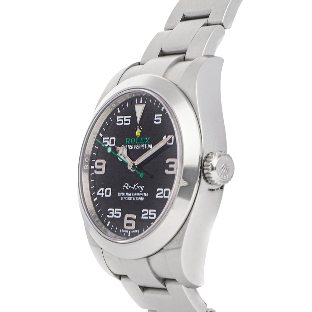 

Rolex Black Stainless Steel Air-King, Silver