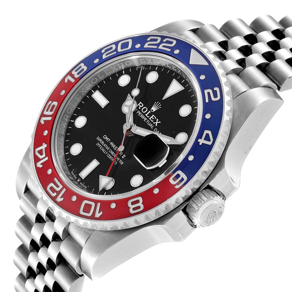

Rolex Black Stainless Steel GMT Master II Pepsi
