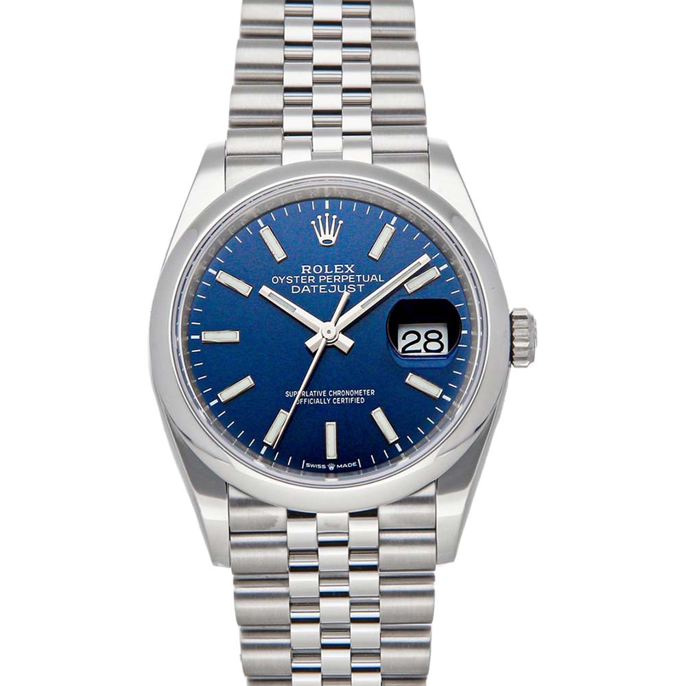 Pre Owned Rolex Blue Stainless Steel Datejust 126200 Men's Wristwatch 36 MM