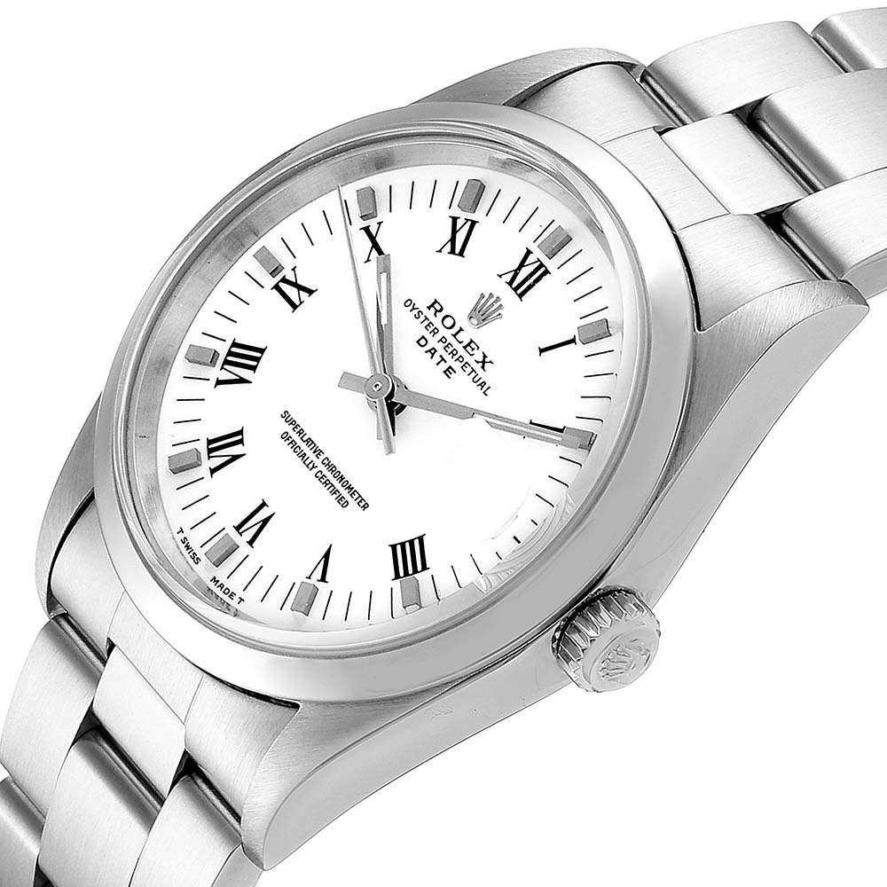 

Rolex White Stainless Steel Oyster Perpetual Date