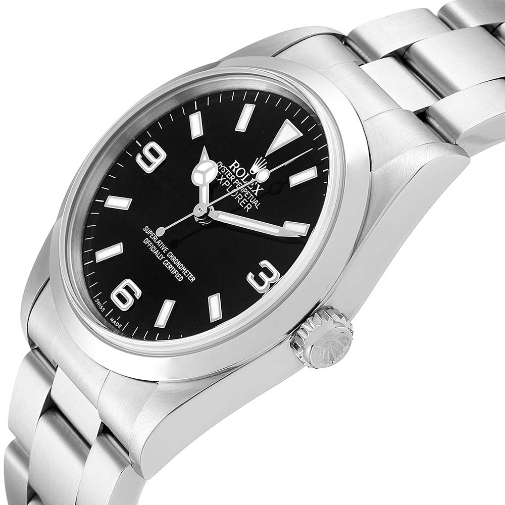 

Rolex Black Stainless Steel Explorer I Automatic14270 Men's Wristwatch
