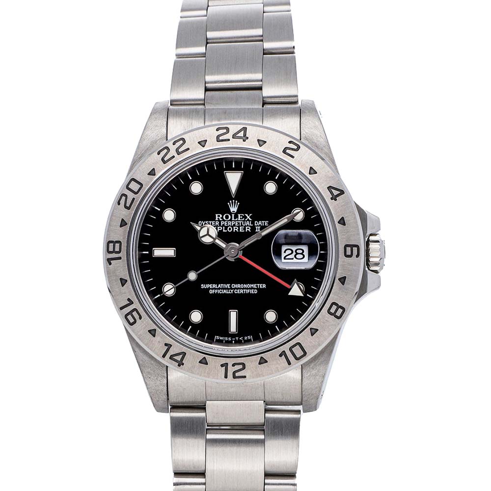Pre Owned Rolex Black Stainless Steel Explorer II 16570 Men's Wristwatch 40 MM