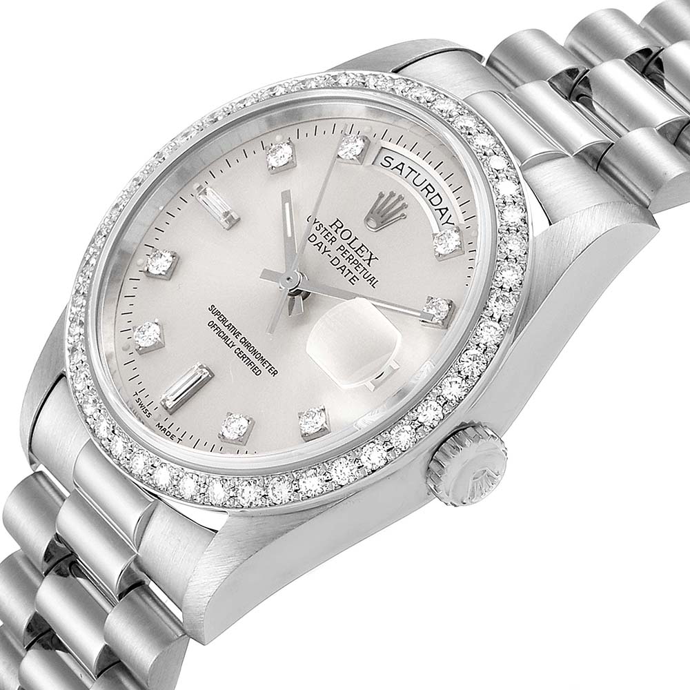 

Rolex Silver Diamonds Platinum President Day-Date