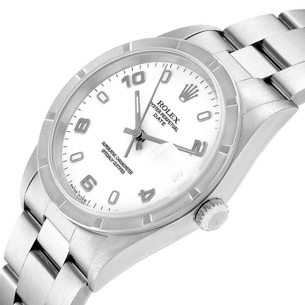 

Rolex White Stainless Steel Oyster Perpetual Date