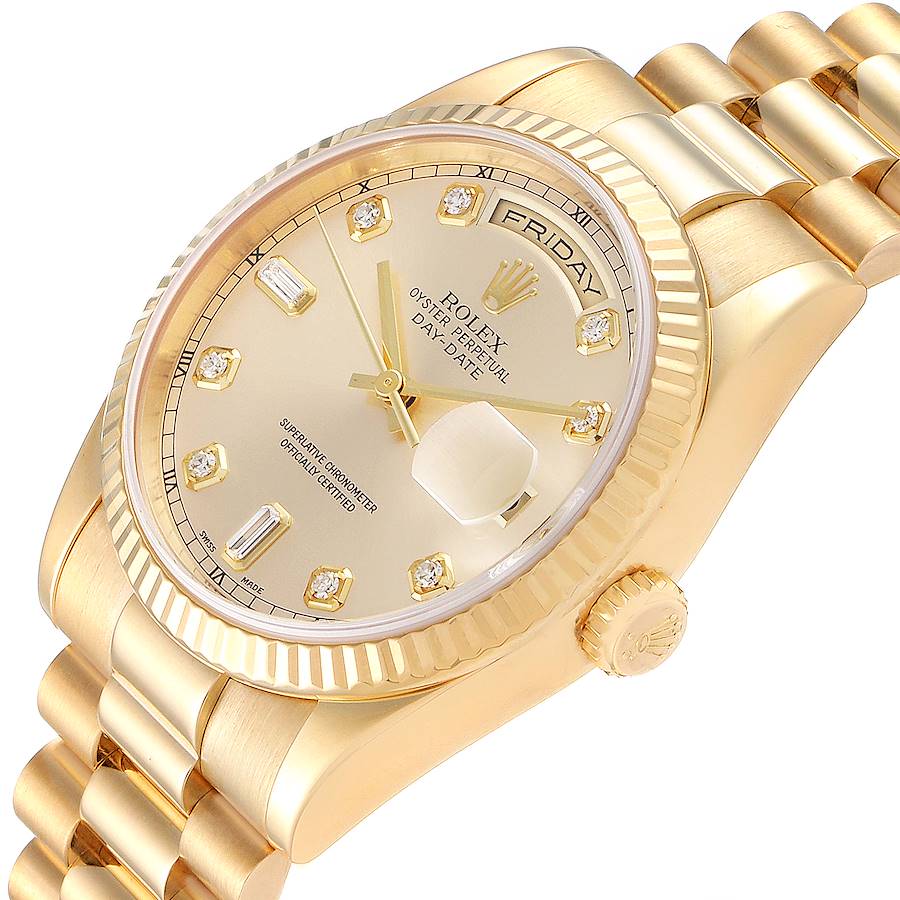 

Rolex Champagne Diamonds 18K Yellow Gold President Day Date 118238 Men's Wristwatch 36 MM