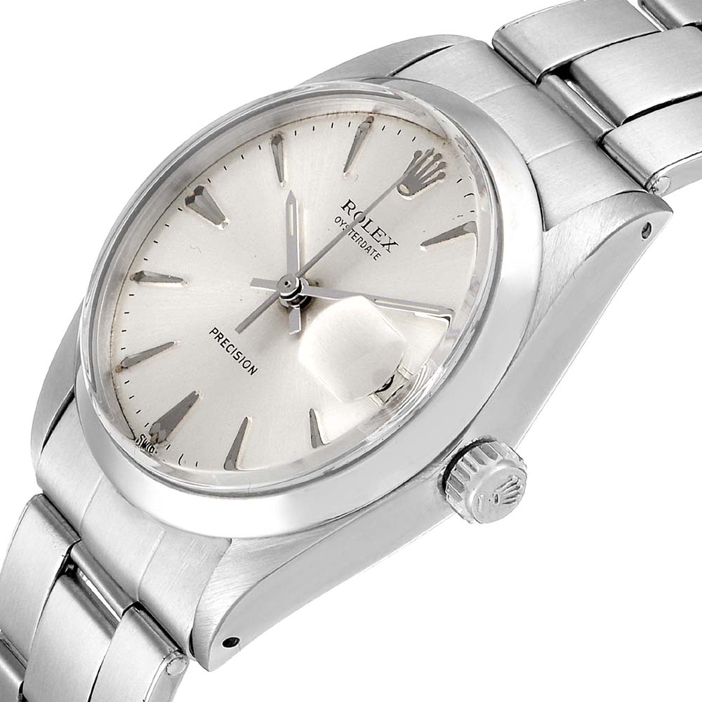

Rolex Silver Stainless Steel OysterDate Precision Vintage