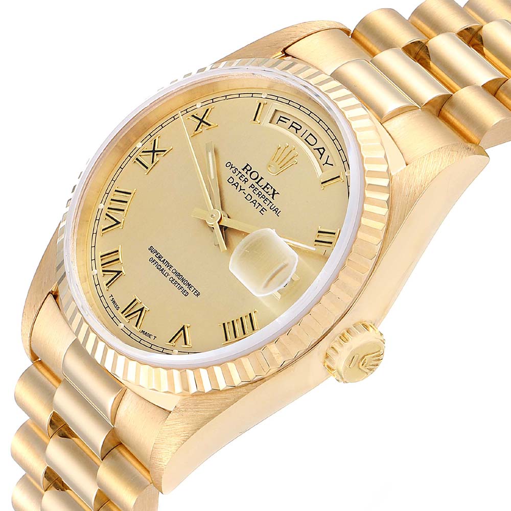 

Rolex Champagne 18K Yellow Gold President Day-Date 18238 Men's Wristwatch 36 MM