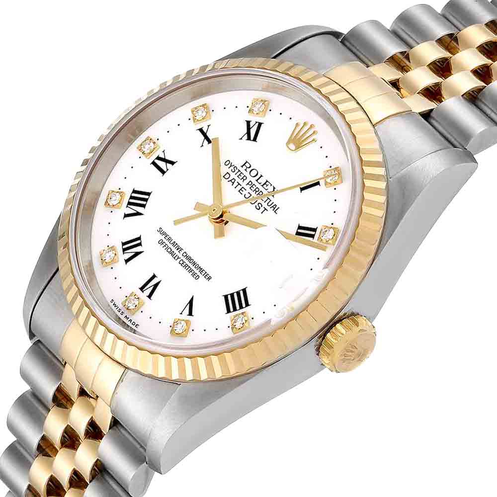 

Rolex White Diamonds 18K Yellow Gold And Stainless Steel Datejust 16233 Men's Wristwatch 36 MM