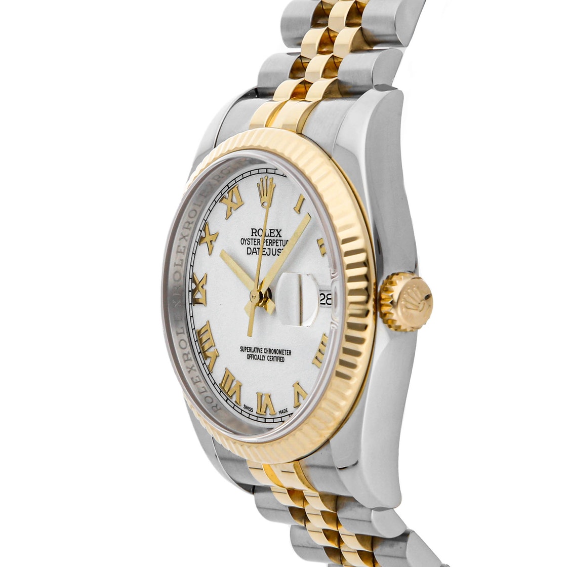 

Rolex White 18K Yellow Gold And Stainless Steel Datejust 116233 Men's Wristwatch 36 MM