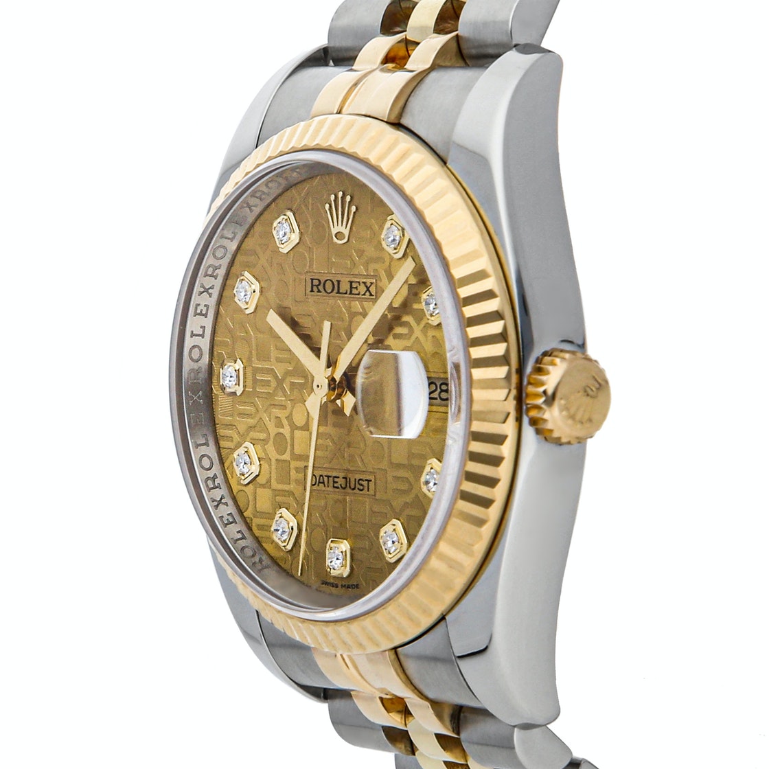 

Rolex Champagne Diamonds 18k Yellow Gold And Stainless Steel Datejust 116233 Men's Wristwatch 36 MM