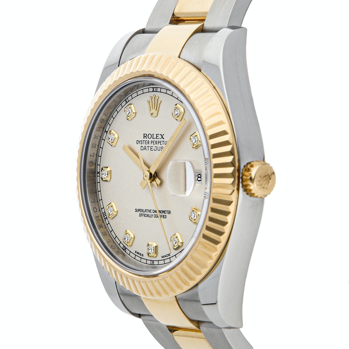 

Rolex Ivory Diamonds 18K Yellow Gold And Stainless Steel Datejust 116333 Men's Wristwatch 41 MM, Cream