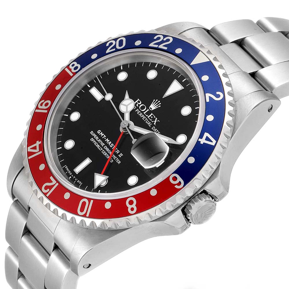 

Rolex Black Stainless Steel GMT Master II Pepsi 16710 Men's Wristwatch 40 MM