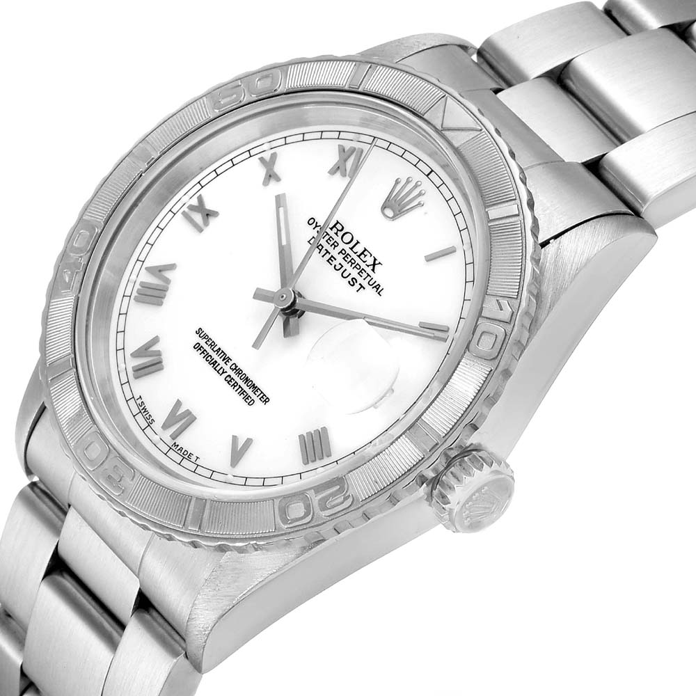 

Rolex White 18K White Gold And Stainless Steel Turnograph Datejust 16264 Men's Wristwatch 36 MM