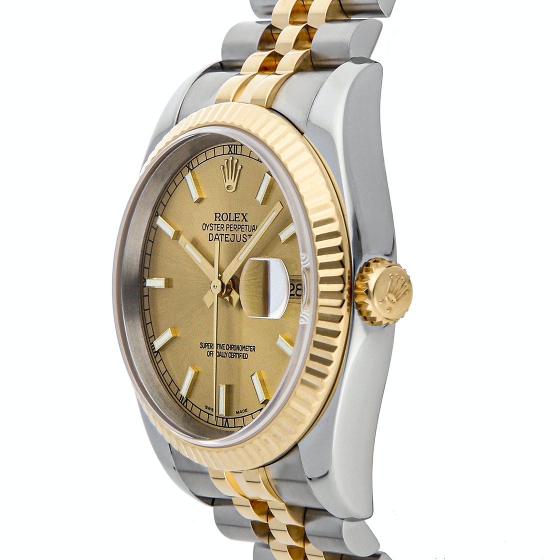 

Rolex Champagne 18K Yellow Gold And Stainless Steel Datejust 116233 Men's Wristwatch 36 MM