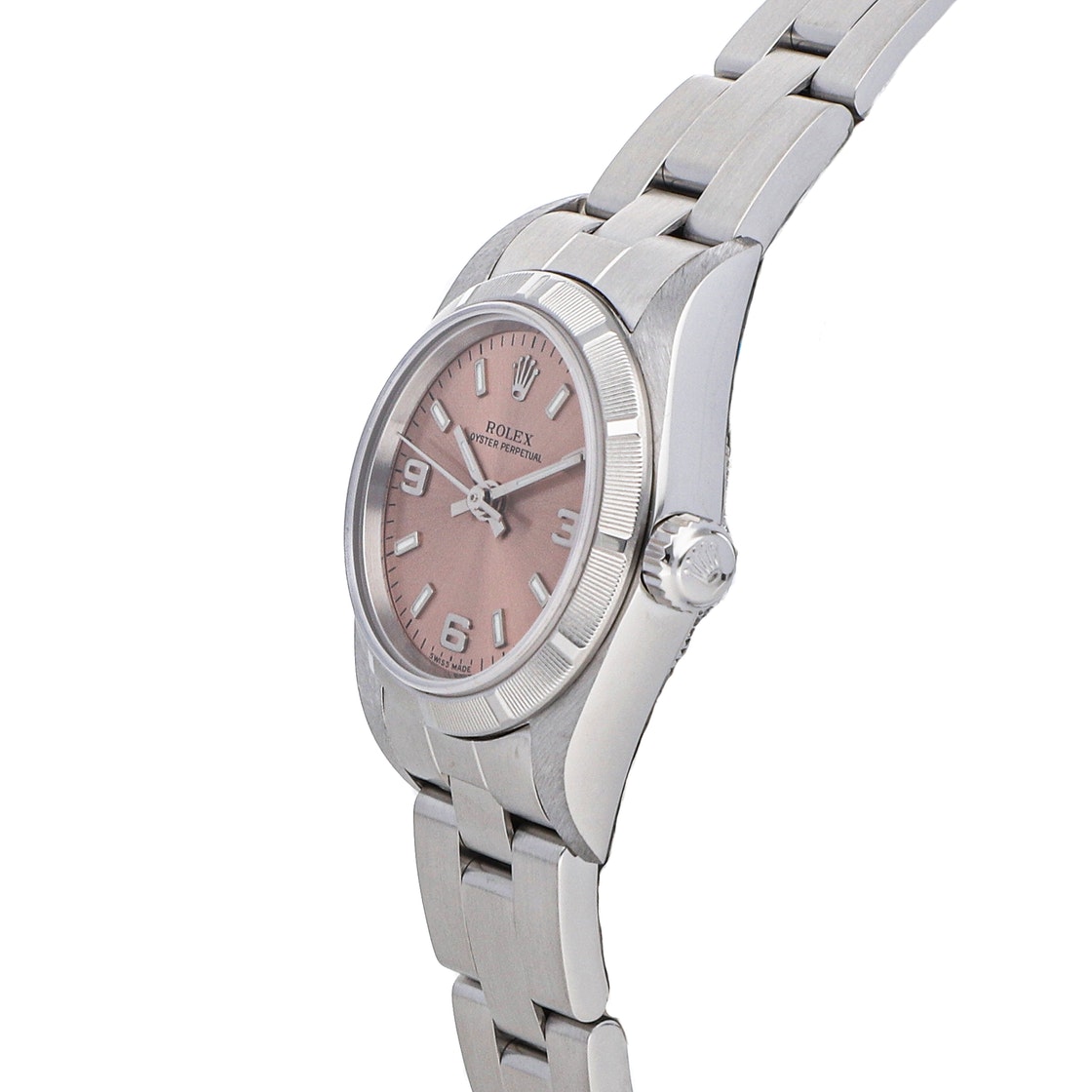 

Rolex Salmon Stainless Steel Oyster Perpetual 76030 Men's Wristwatch 26 MM, Pink
