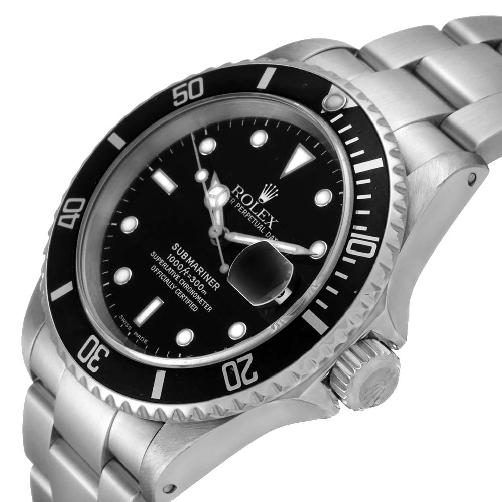 

Rolex Black Stainless Steel Submariner 16610 Men's Wristwatch 40 MM