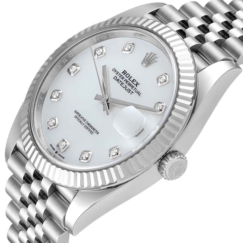 

Rolex MOP Dimaonds 18K White Gold And Stainless Steel Datejust 126334 Men's Wristwatch 41 MM