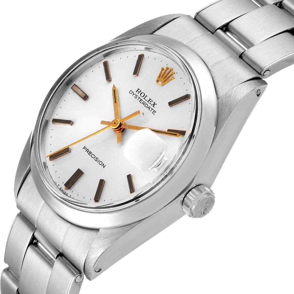 

Rolex Silver Stainless Stee OysterDate Precision Vintage 6694 Men's Wristwatch 35 MM