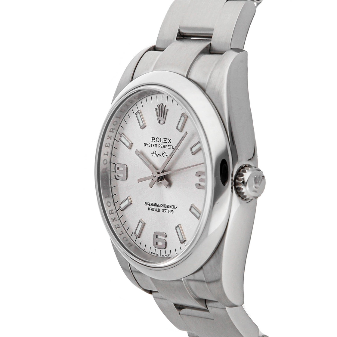 

Rolex Silver Stainless Steel Air-King 114200 Men's Wristwatch 34 MM