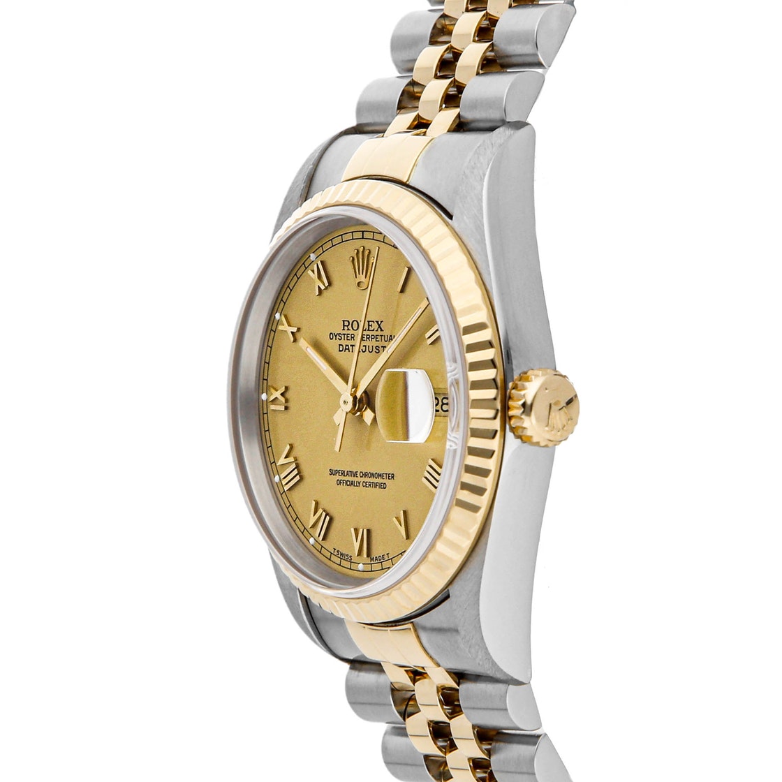 

Rolex Champagne 18K Yellow Gold And Stainless Steel Datejust 16233 Men's Wristwatch 36 MM