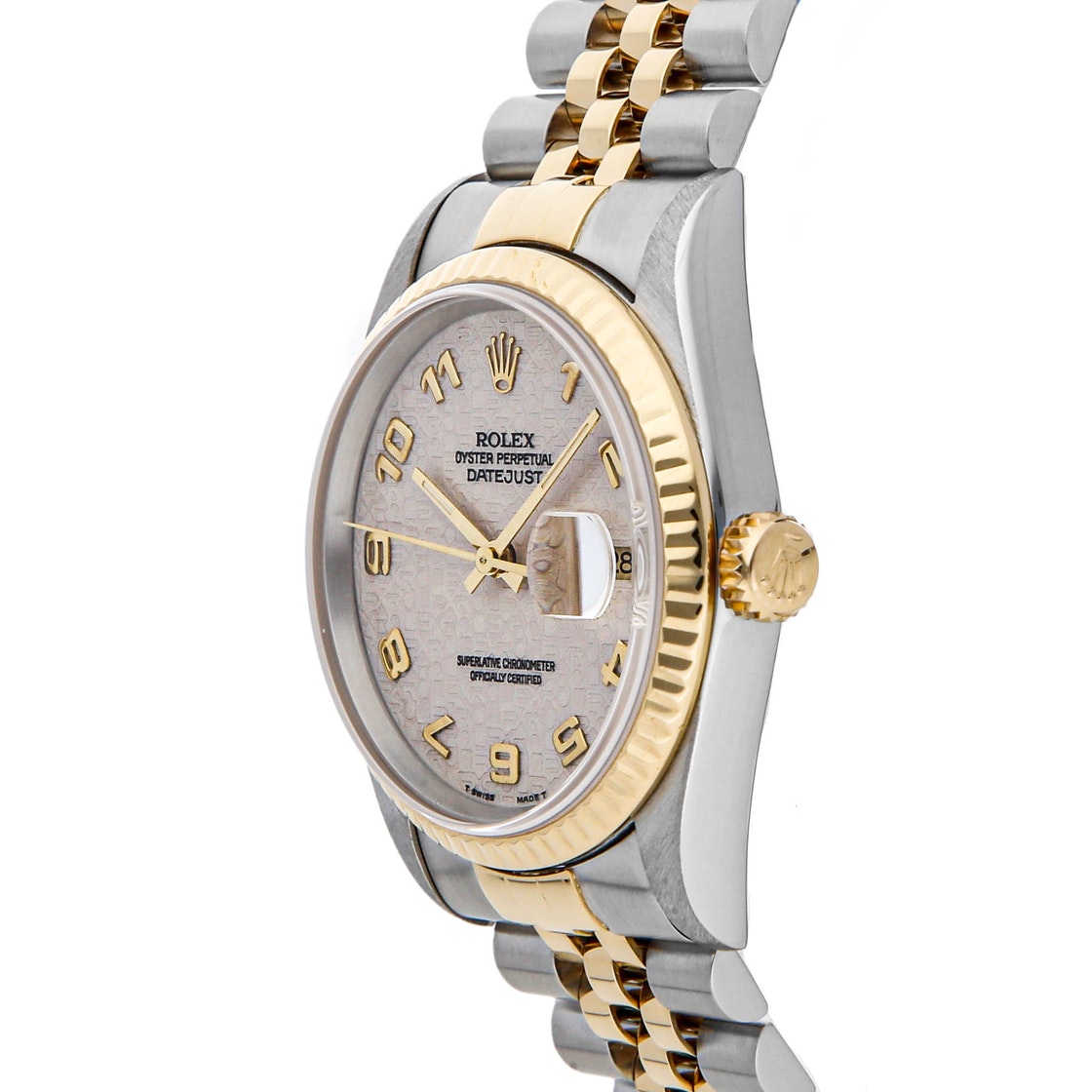 

Rolex Ivory 18K Yellow Gold And Stainless Steel Datejust 16233 Men's Wristwatch 36 MM, Cream