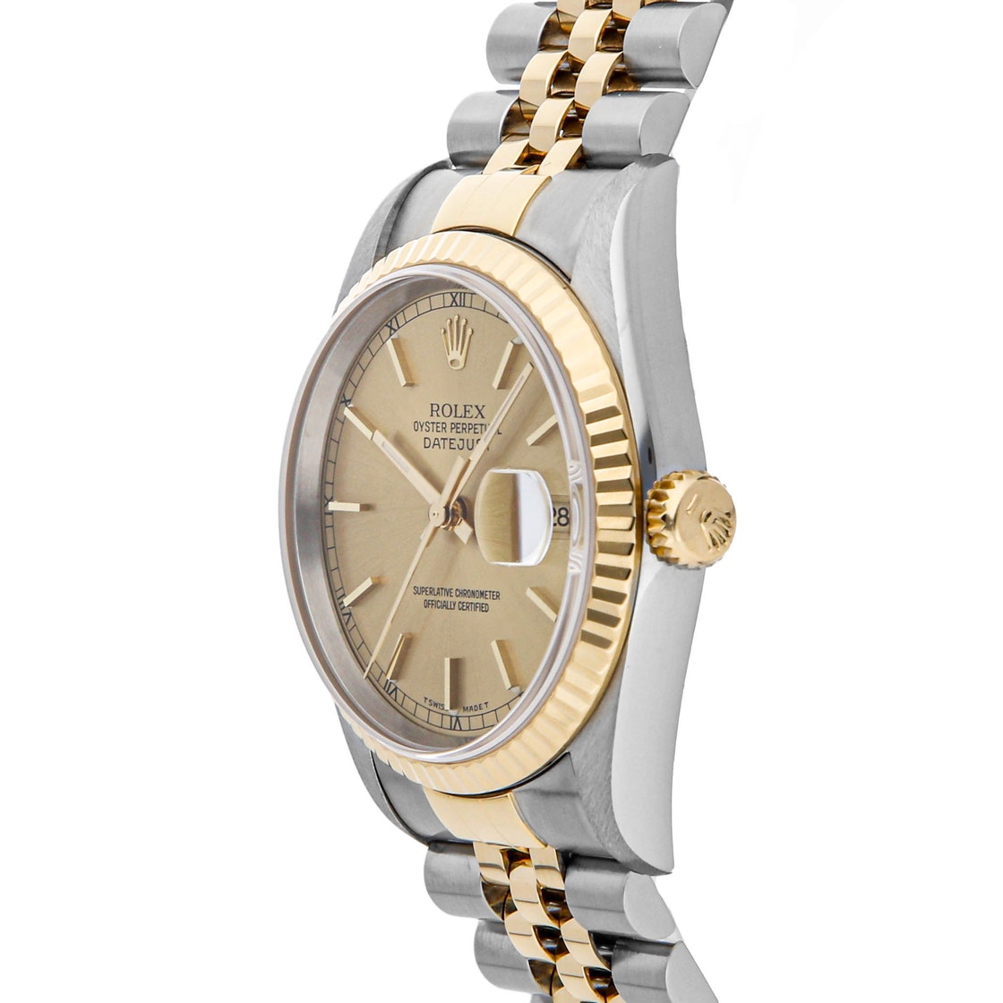 

Rolex Champagne 18K Yellow Gold And Stainless Steel Datejust 16233 Men's Wristwatch 36 MM