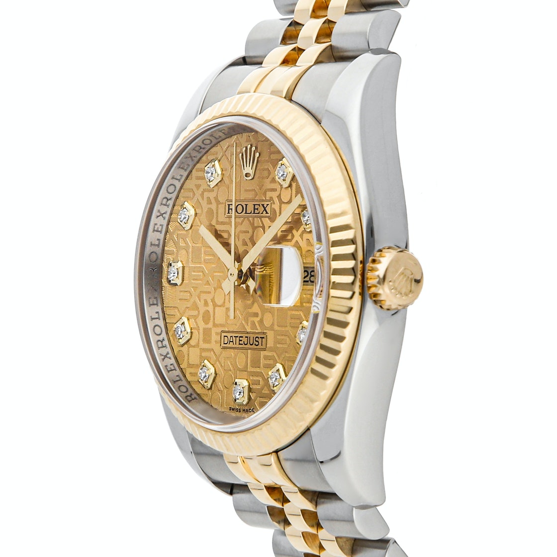 

Rolex Champagne Diamonds 18K Yellow Gold And Stainless Steel Datejust 116233 Men's Wristwatch 36 MM