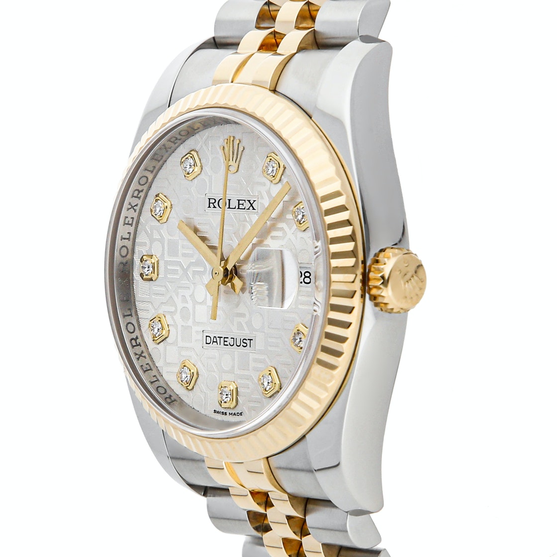 

Rolex Silver Diamonds 18K Yellow Gold And Stainless Steel Datejust 116233 Men's Wristwatch 36 MM