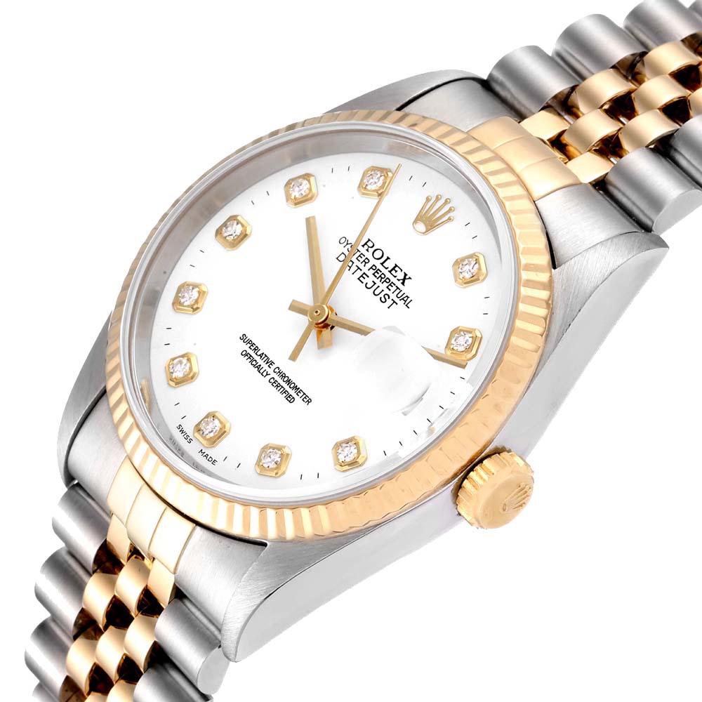 

Rolex White Diamonds 18K Yellow Gold And Stainless Steel Datejust 16233 Men's Wristwatch 36 MM