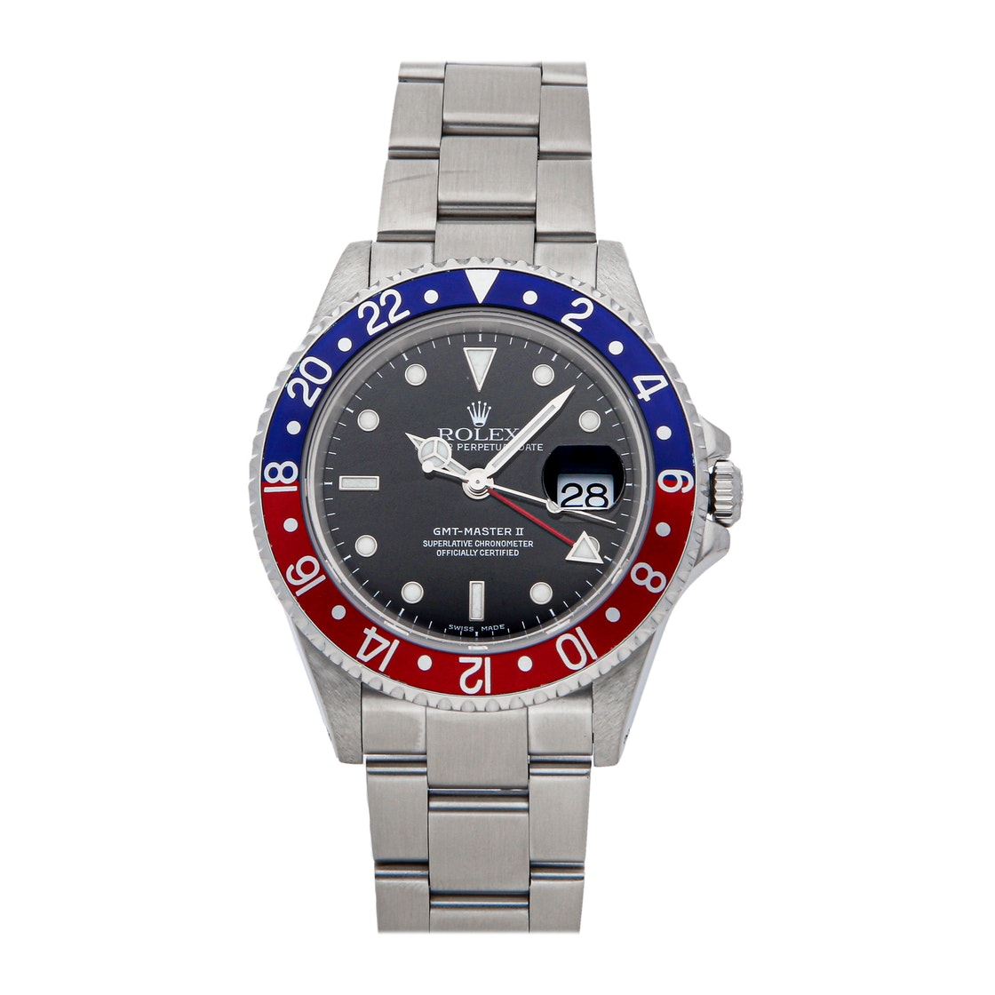 Pre-owned Rolex Black Stainless Steel Gmt-master Ii "pepsi" 16710 Men's Wristwatch 40 Mm