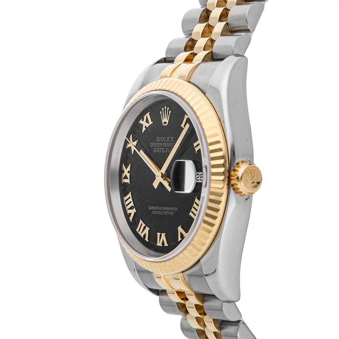 

Rolex Black 18k Yellow Gold And Stainless Steel Datejust 116233 Men's Wristwatch 36 MM