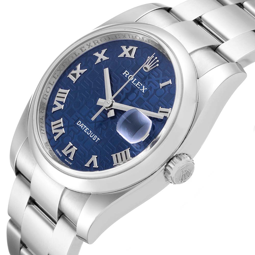 

Rolex Blue Stainless Steel Datejust 116200 Men's Wristwatch 36 MM