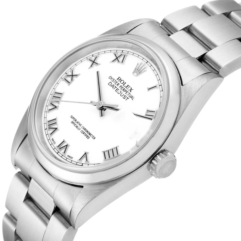 

Rolex White Stainless Steel Datejust 16200 Automatic Men's Wristwatch 36 MM